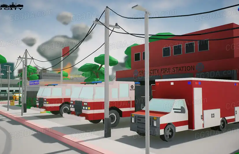 城市环境-Low Poly Grid City II. Environment
