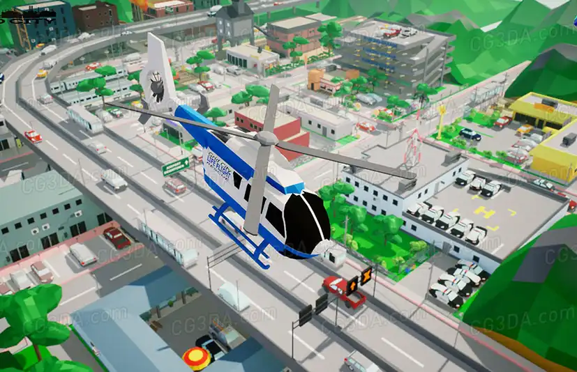 城市环境-Low Poly Grid City II. Environment