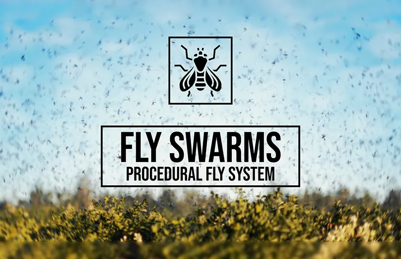 Blender逼真的程序昆虫苍蝇集群系统 - Fly Swarm
