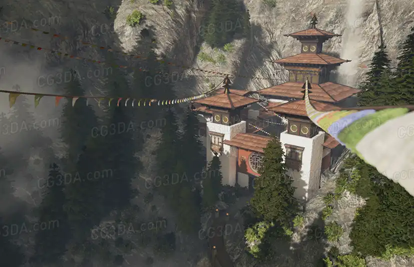 佛教寺院场景-Buddhist Monastery Environment