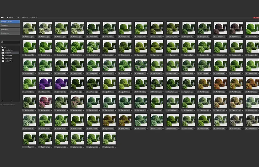 Blender花园草垛灌木生成插件Gardener Pro v1.2 + 预设