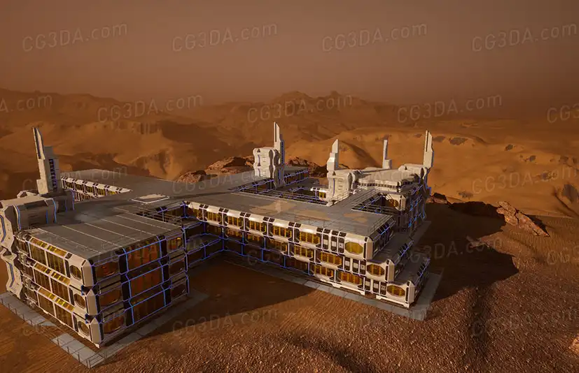星际殖民科幻城市-Sci Fi Orion Mars Living Quarters