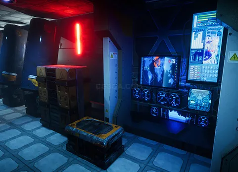 科幻实验室内部带全息图-Pro-TEK Sci-Fi PBR Laboratory Interior with Hologram