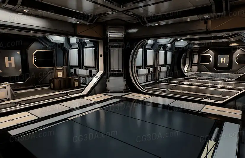 科幻基地走廊-Modular SciFi Hallways