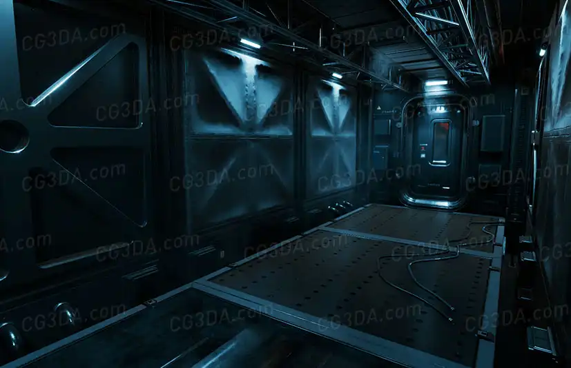科幻场景走廊过道-Modular SciFi: Engineer Hallways