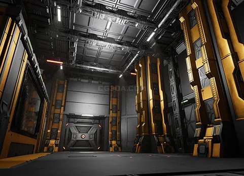 宇宙飞船内部走廊通道-Modular Sci-Fi Environment: Engineer