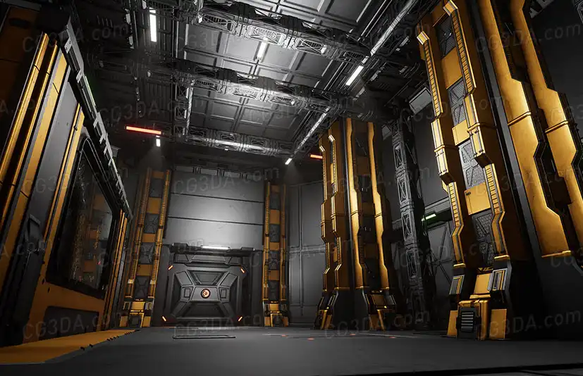 宇宙飞船内部走廊通道-Modular Sci-Fi Environment: Engineer