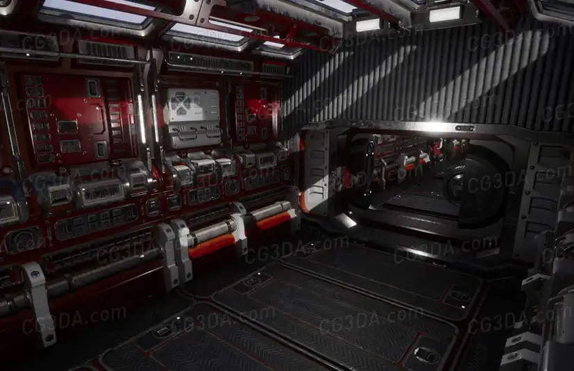 科幻宇宙飞船走廊通道-Modular sci-fi Environment A