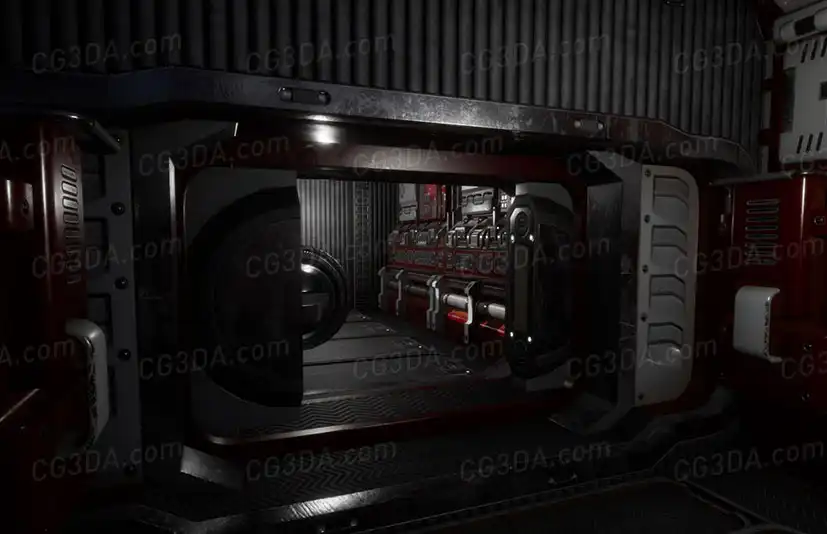 科幻宇宙飞船走廊通道-Modular sci-fi Environment A