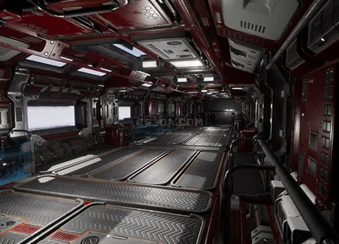 科幻宇宙飞船走廊通道-Modular sci-fi Environment A