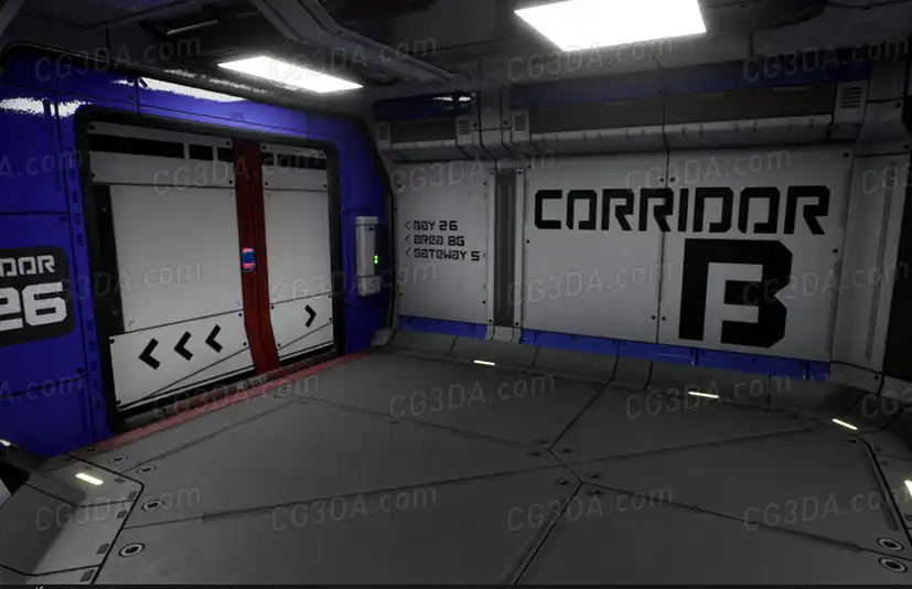 科技设施走廊通道-Modular Sci Fi Corridor B