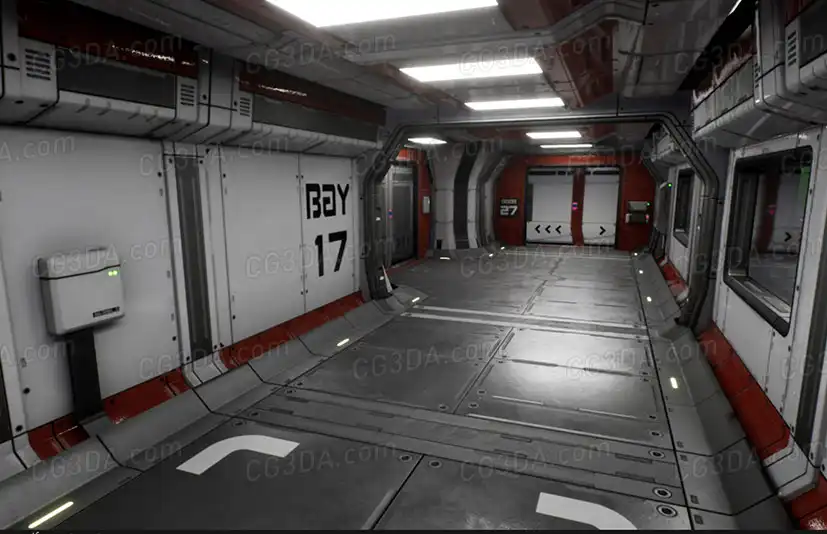 科技设施走廊通道-Modular Sci Fi Corridor B