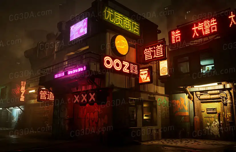 赛博朋克城市-Modular CyberPunk City Asset Pack