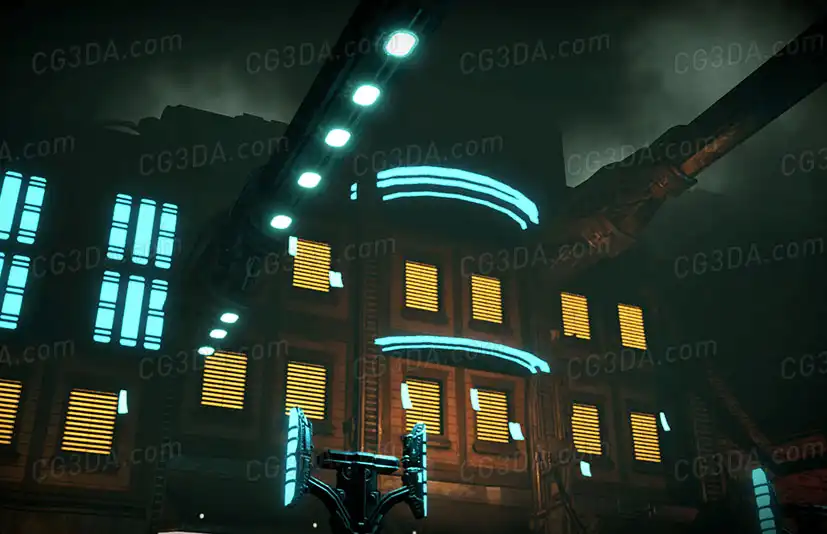 赛博朋克城镇-Cyberpunk Alley Storefronts Pack