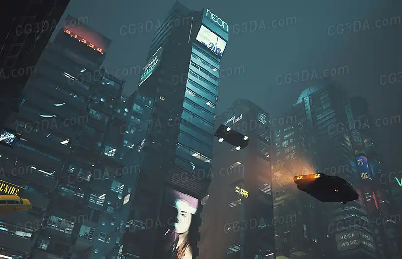 赛博朋克未来城市环境-Cyberpunk Environment Megapack (Modular / with Interiors )