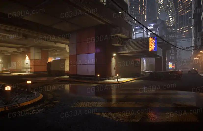 赛博朋克街头-Cyberpunk street assets