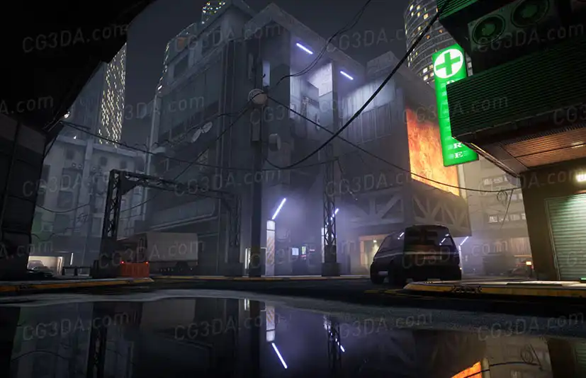 赛博朋克街头-Cyberpunk street assets