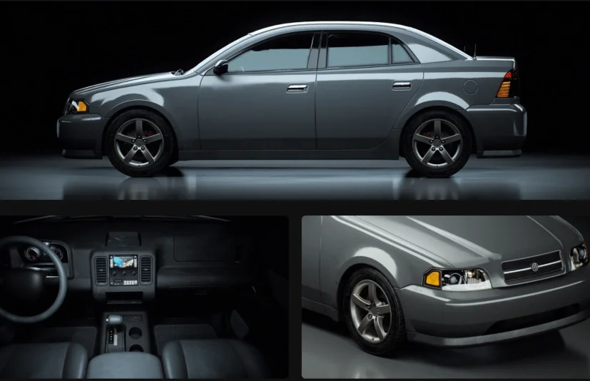 轿车 3D 模型 - Kitbash3D - Essentials City Cars - Sedan 3d Model