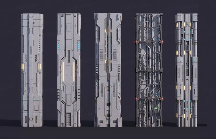 科幻建筑-Sci-Fi Parts Kit Pack Vol 04 Column