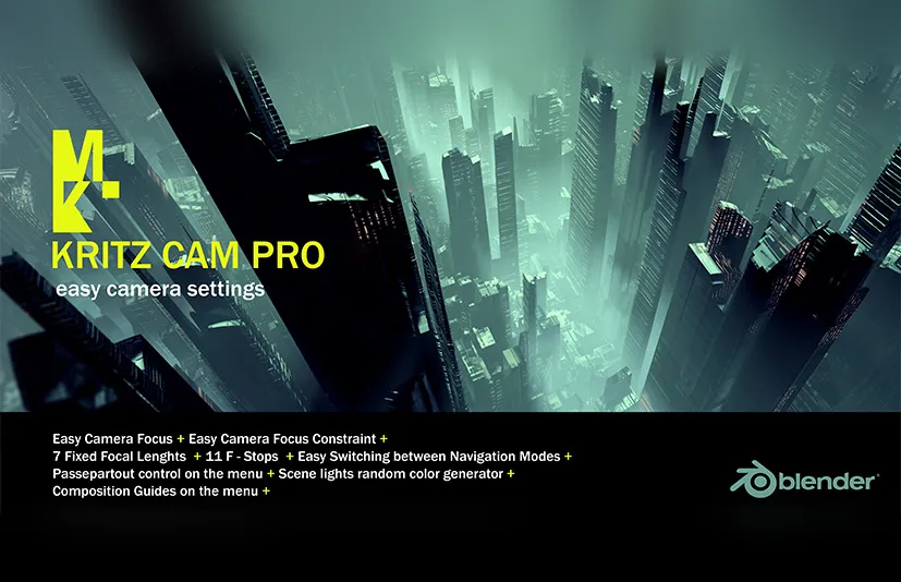 blender快速设置相机对焦约束管理插件 - Kritz Cam Pro v1.3.1
