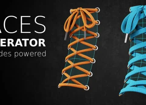 Blender鞋带模型生成器几何节点预设快速自定义 Laces Generator v1.0