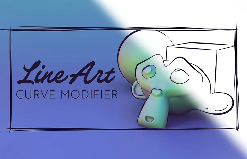 Blender三维模型转素描卡通漫画线条插件 Line Art Curve Modifier v1.1