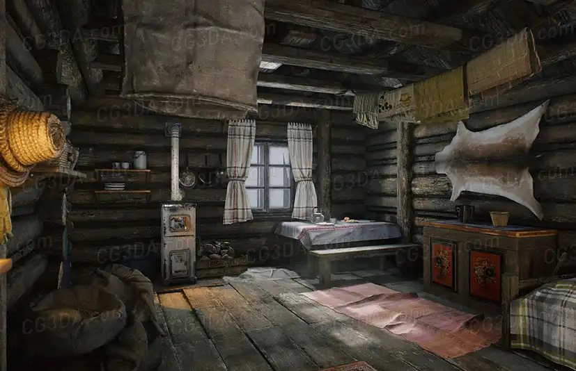 雪中木屋-Log Cabin