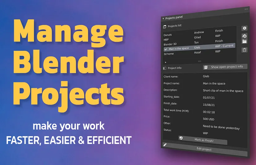 Blender项目工程整理插件 Manage Blender Projects V2