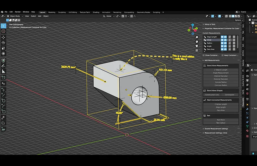 Blender模型参数测量标注插件 - Measurable