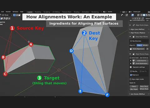 Blender网格对齐插件 - Mesh Align Plus v1.1.0