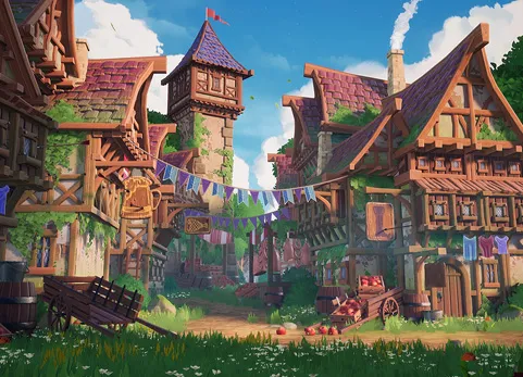 美丽的风格化中世纪小镇 - Modular Stylized Medieval Town