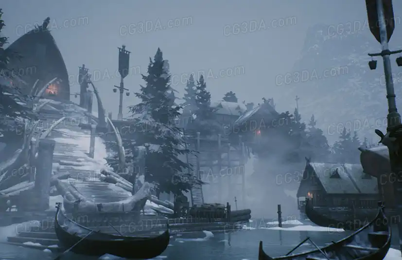 中世纪维京海盗村庄/城镇-Viking Village Environment Megapack ( Modular with Interiors )
