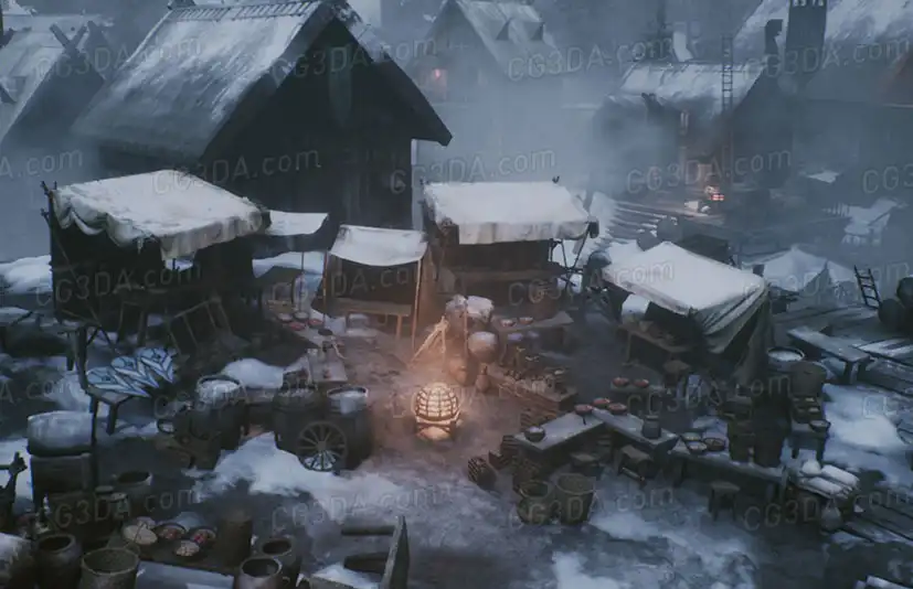 中世纪维京海盗村庄/城镇-Viking Village Environment Megapack ( Modular with Interiors )