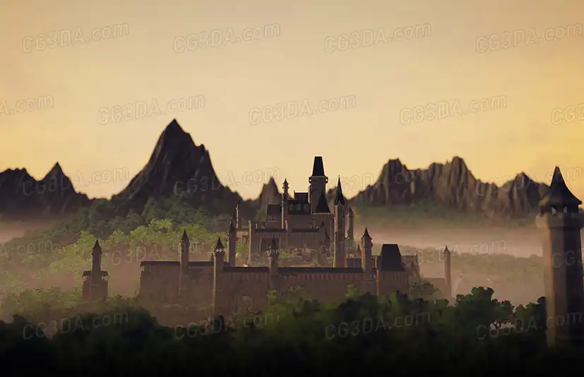 中世纪城堡城镇-Sunset - Modular Medieval Brick Buildings