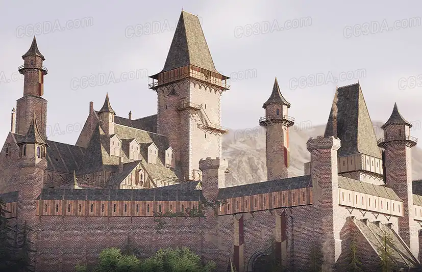 中世纪城堡城镇-Sunset - Modular Medieval Brick Buildings