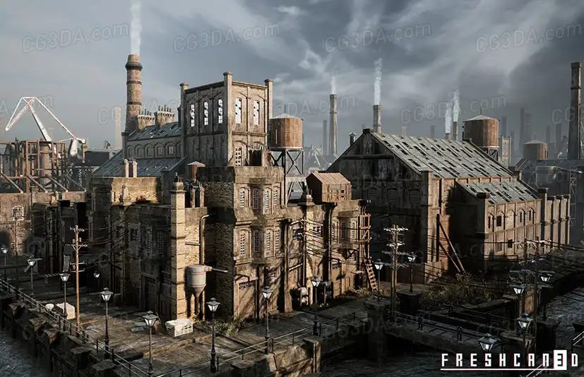 工业城市和造船厂-Old Industrial City and Shipyard with Factory Interiors