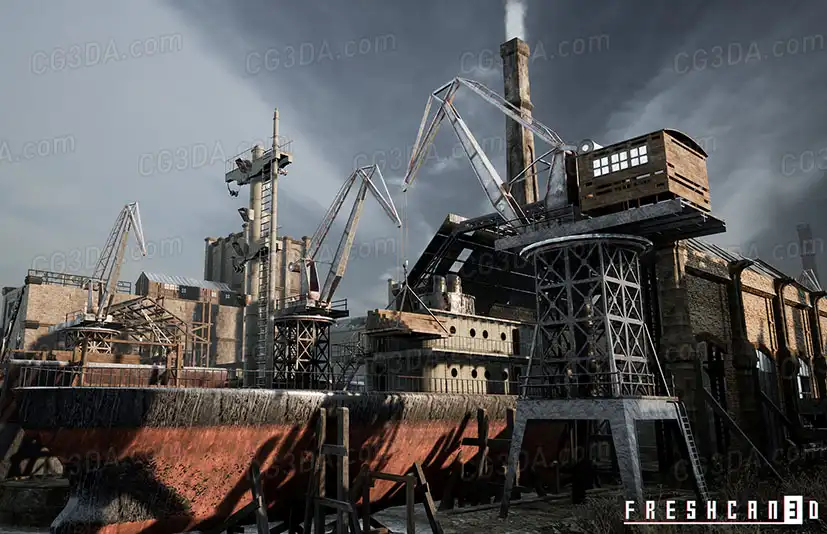 工业城市和造船厂-Old Industrial City and Shipyard with Factory Interiors