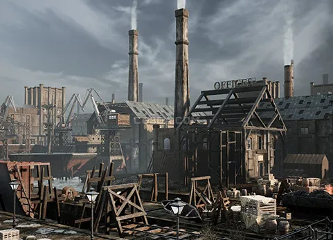 工业城市和造船厂-Old Industrial City and Shipyard with Factory Interiors