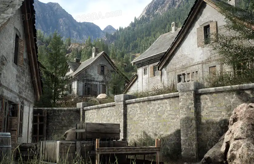 中世纪山林城镇-Mountain Village Environment