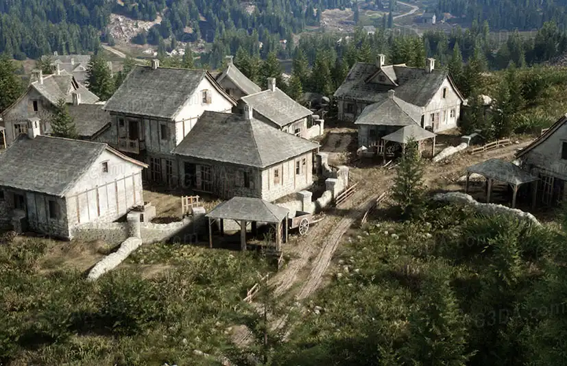 中世纪山林城镇-Mountain Village Environment