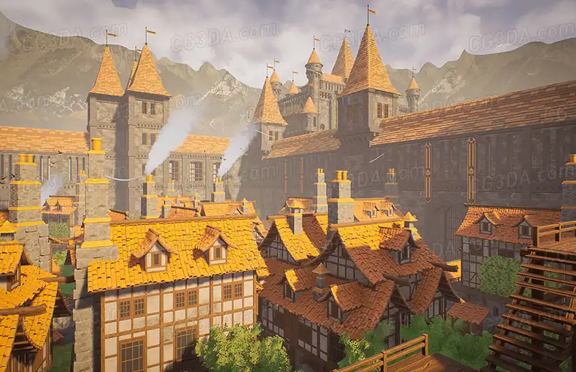 中世纪城堡城镇-Modular Medieval Castle - Town - Castle - Medieval Castle - Medieval Town