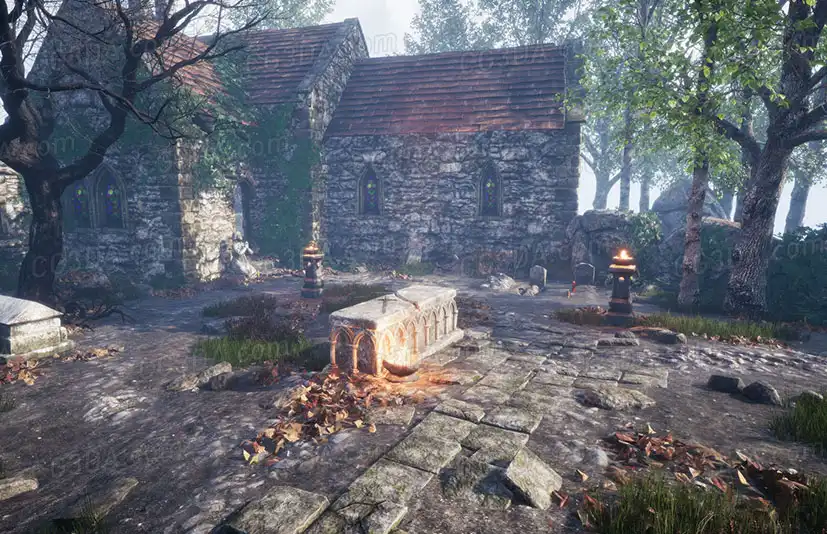 教堂墓地陵园-Graveyard and Nature Set