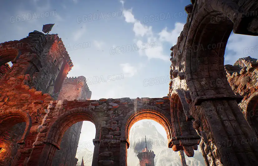 中世纪废弃城堡-Fantasy Medieval Castle Kit