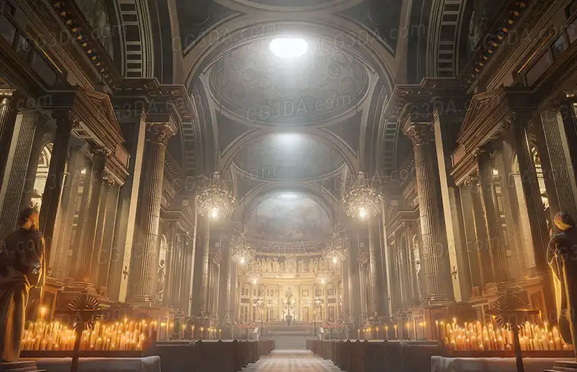 欧式大教堂-Church/ Cathedral Interior Environment