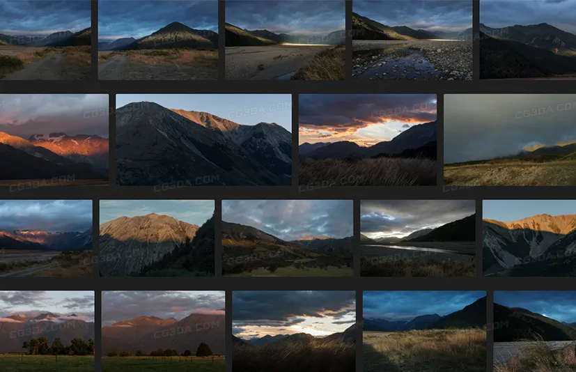新西兰山区-戏剧性黄昏光照-New Zealand Mountains - Magic Hour