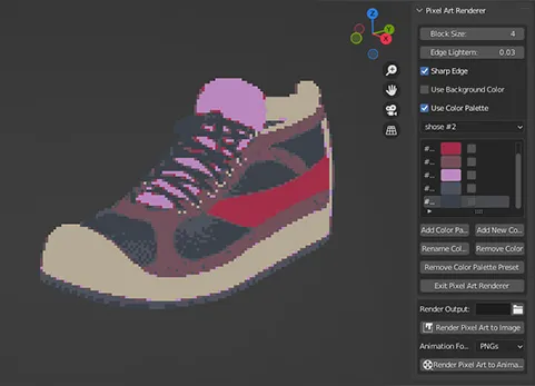 Blender二维像素化渲染插件 Pixel Art Renderer V1.10