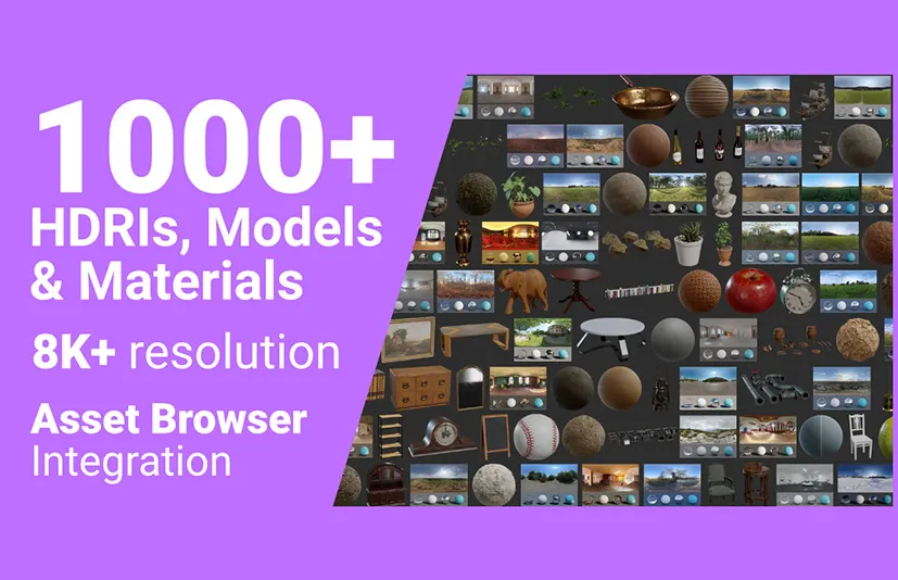 Blender资产浏览器插件 Poly Haven Asset Browser v1.1.11