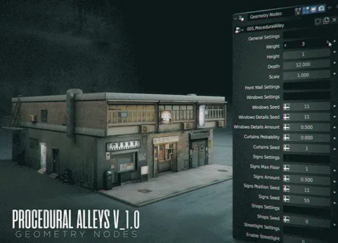 Blender建筑生成器 Procedural Alleys v2.1.0