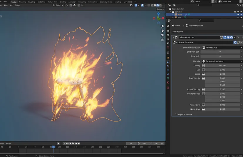 Blender实时火焰特效生成器 Realtime Flame Generator
