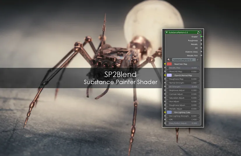 Blender导入Painter材质着色器插件 - Sp2Blend: Substance Painter Shader v1.1